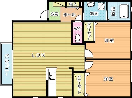 ドミール東貫　B棟  202号室 間取り