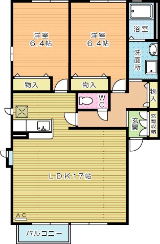 レシェンテ徳力　Ｃ棟 101号室 間取り