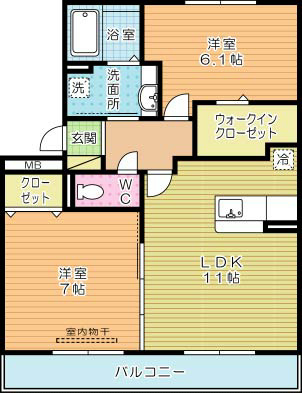 コンフォールⅢ番館 201号室 間取り