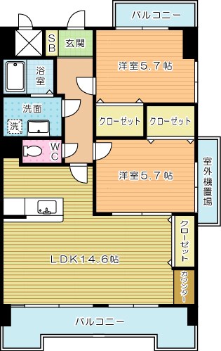 リバージュ中井 201号室 間取り