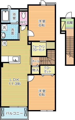 ペシェロッソⅡ 203号室 間取り