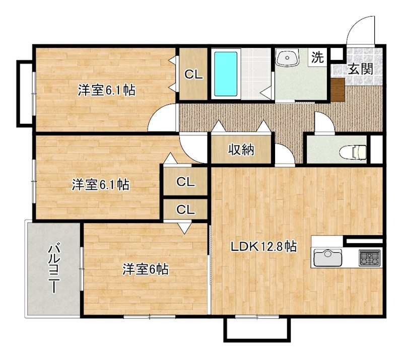 La　Pause愛宕（ラポーズ愛宕） 203号室 間取り