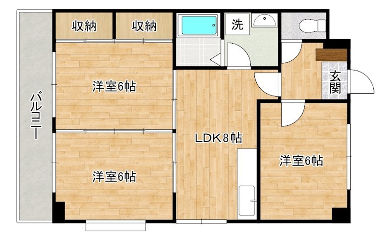 シャルム明石Ⅱ 605号室 間取り