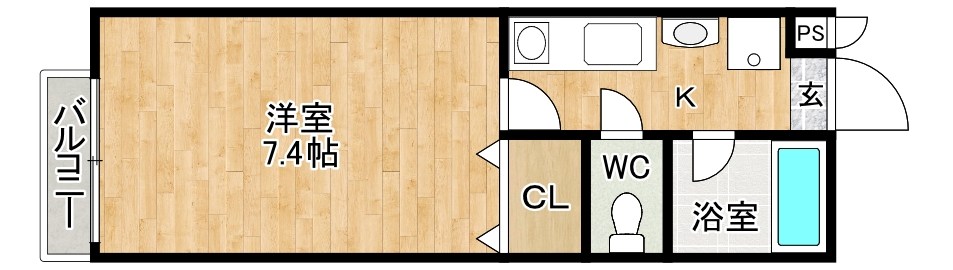 ＣＲＥＳＴ井堀（クレスト井堀） 104号室 間取り