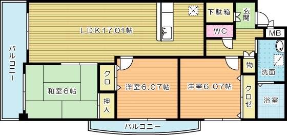 グラシューズエール 505号室 間取り