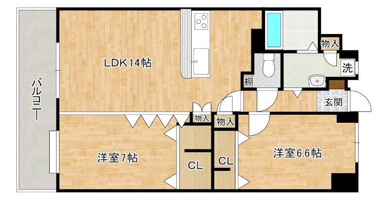 ニューリバー三萩野 1201号室 間取り