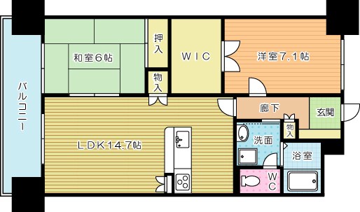 シャトレ大手町Ｓ棟  1105号室 間取り