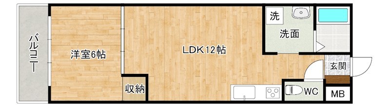 エルザビル香春口４５  703号室 間取り