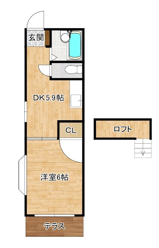 オアシス志井　Ｂ棟 201号室 間取り