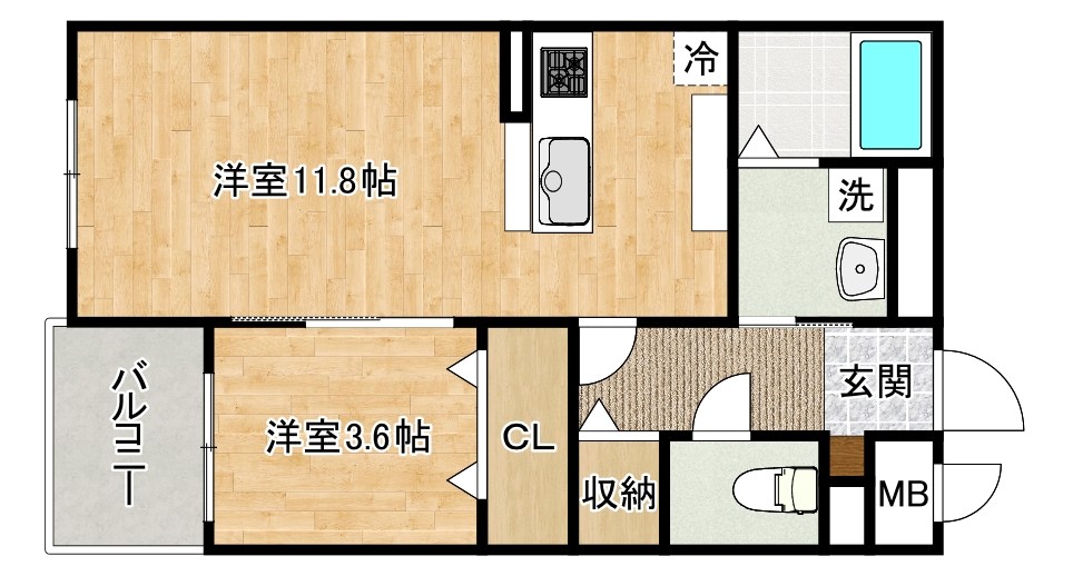 La　Pause愛宕（ラポーズ愛宕） 102号室 間取り
