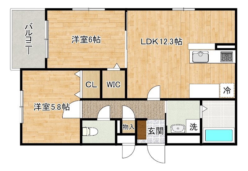 La　Pause愛宕（ラポーズ愛宕） 301号室 間取り