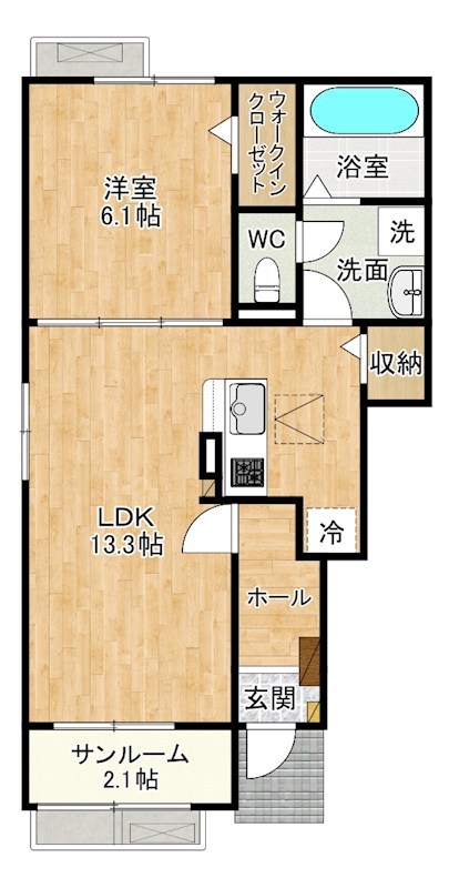 パークサイド小倉東Ⅱ 101号室 間取り