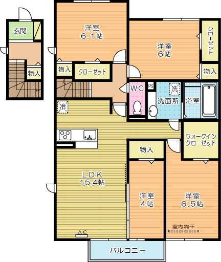D-rooｍ城野駅　Ｃ棟 202号室 間取り