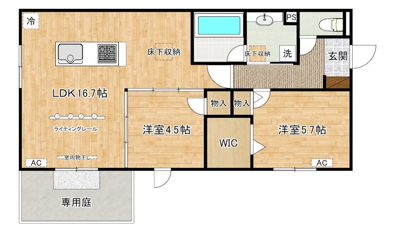 D-ROOM浅生  101号室 間取り