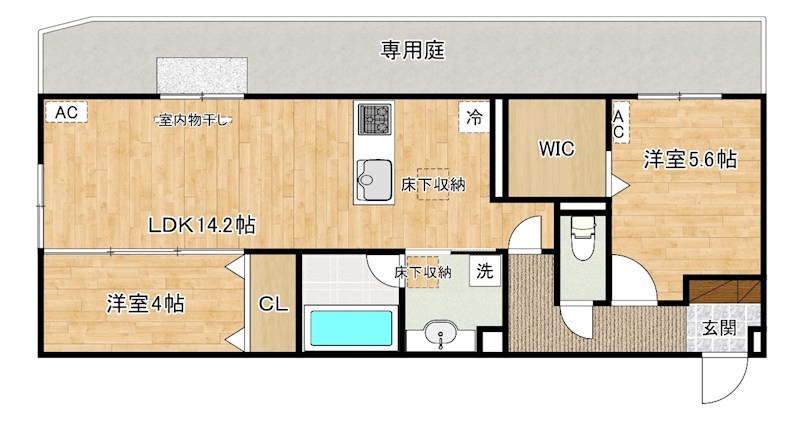 D-ROOM浅生  102号室 間取り