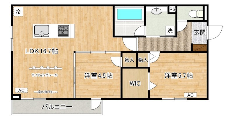 D-ROOM浅生  201号室 間取り