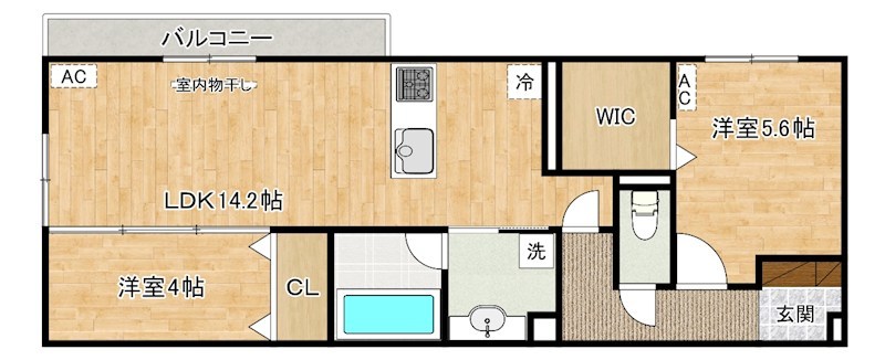 D-ROOM浅生 202号室 間取り