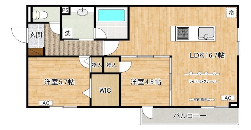 D-ROOM浅生 205号室 間取り