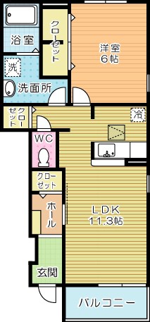 セゾンクレール 102号室 間取り