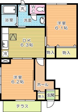 リスプランタン　Ａ棟 101号室 間取り