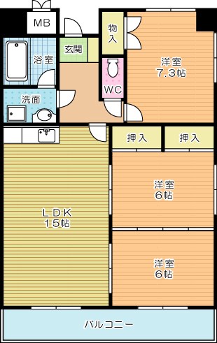 サクセス守恒 102号室 間取り