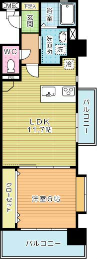 アルティザ小倉 1401号室 間取り