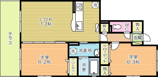 コスモス安部山 103号室 間取り