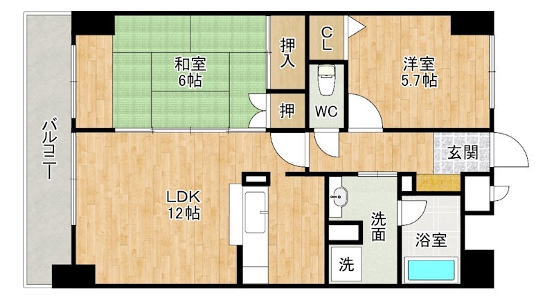 グリーンピア徳力Ⅱ 703号室 間取り