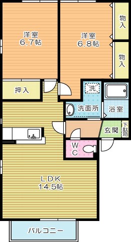 ラフィネ香嵐　Ｄ棟 201号室 間取り