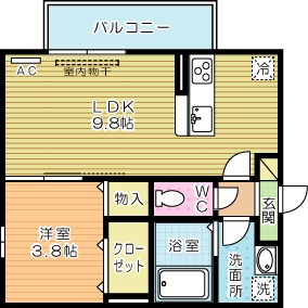 ポサーダ三萩野 205号室 間取り