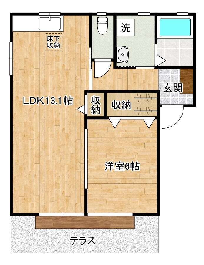咲ら坂Ｈｉ！　Ｈ棟  101号室 間取り