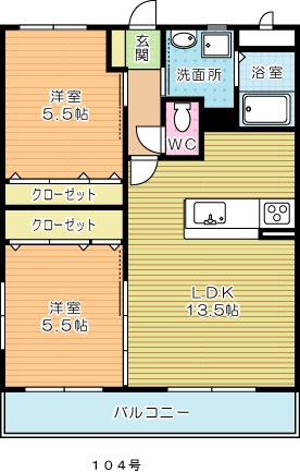 ルポートⅠ 104号室 間取り