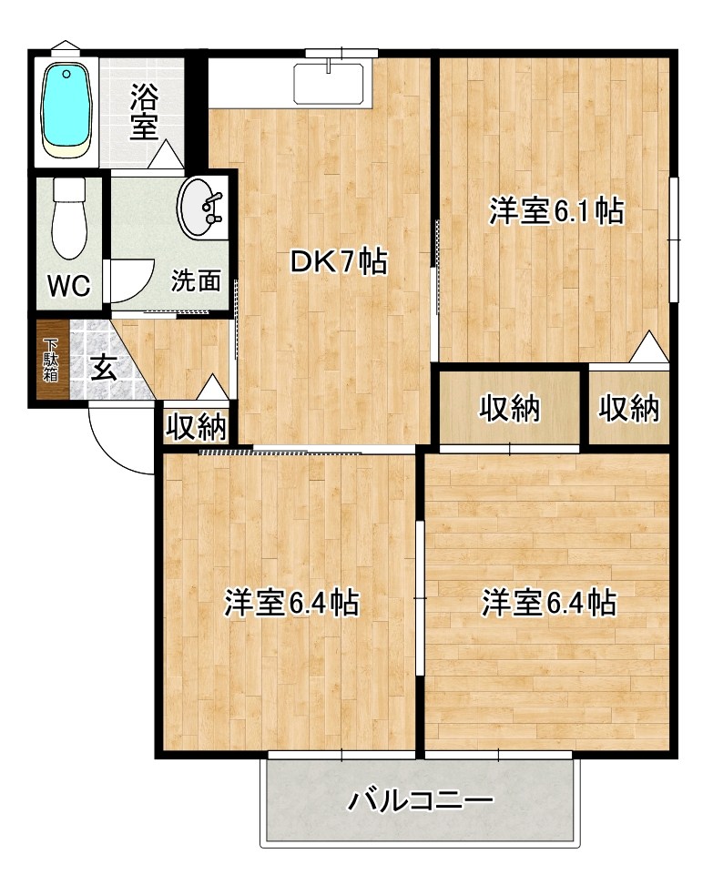 インフィオーレ芦田　Ｂ棟 102号室 間取り