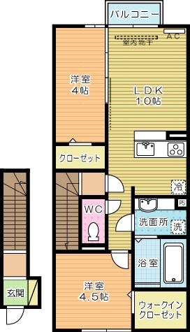 HN's D-room in 楡 202号室 間取り
