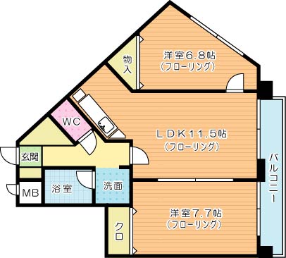 フィオレンティーナ 1206号室 間取り