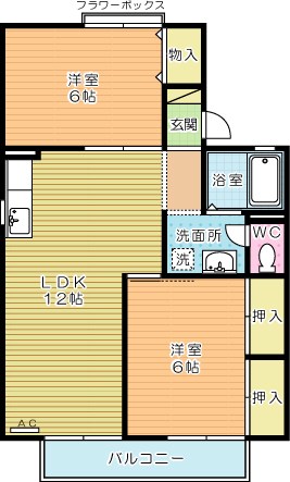 セジュール朽網　Ａ棟 202号室 間取り