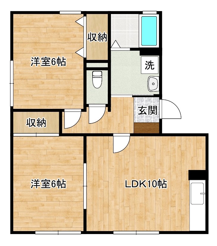 タウンコート徳力 102号室 間取り