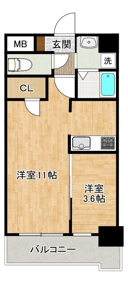 PLACE　COURT（プレースコート） 403号室 間取り