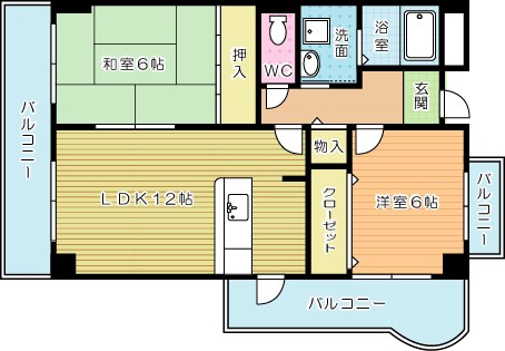メゾンドプラム嵐山  404号室 間取り
