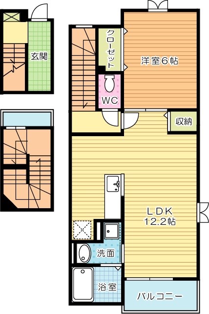 ラインハイム足立山Ｄ  301号室 間取り