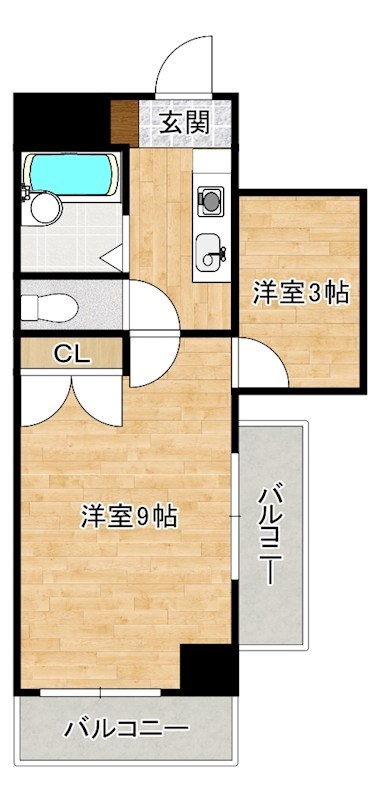 ウインズ浅香Ⅱ  216号室 間取り