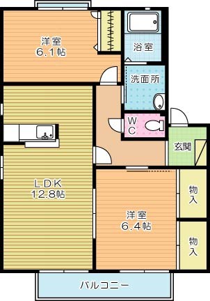 ユニゾン上富野　B棟  202号室 間取り