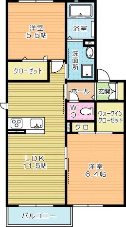 レフィナード五番街Ｂ棟 204号室 間取り