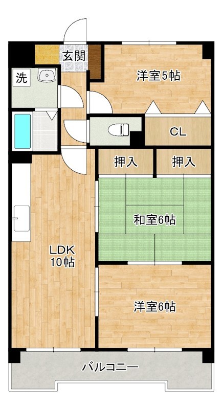 リアライズ到津  602号室 間取り