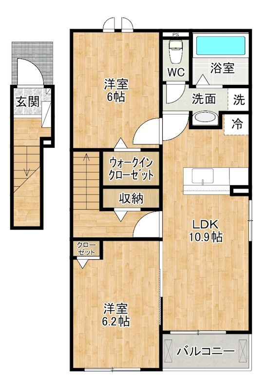 モナコール　F・1 201号室 間取り