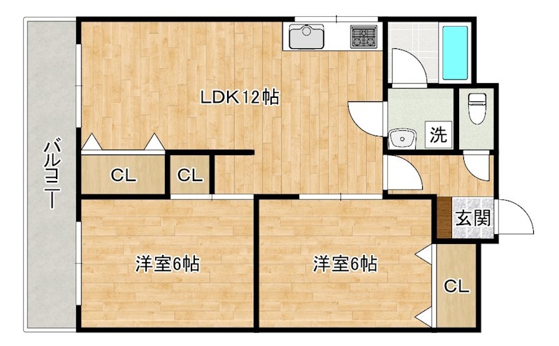 グランドハイツ湯川 301号室 間取り