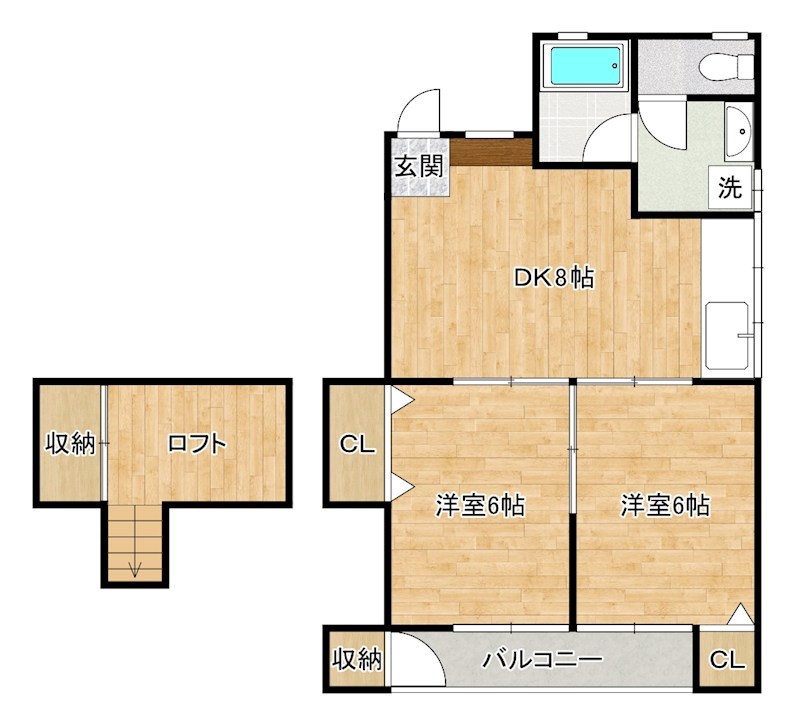 シャトレMIKI 203号室 間取り