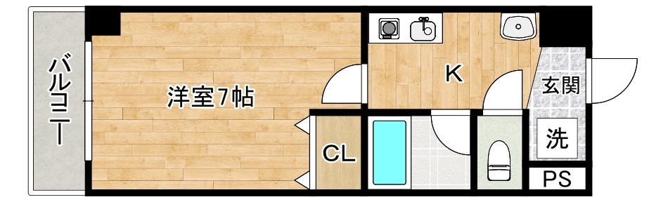 吉野町ワンルームマンション  202号室 間取り