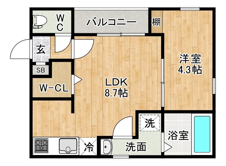 ビブレ九工大前  201号室 間取り
