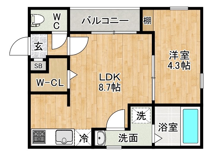 ビブレ九工大前  301号室 間取り